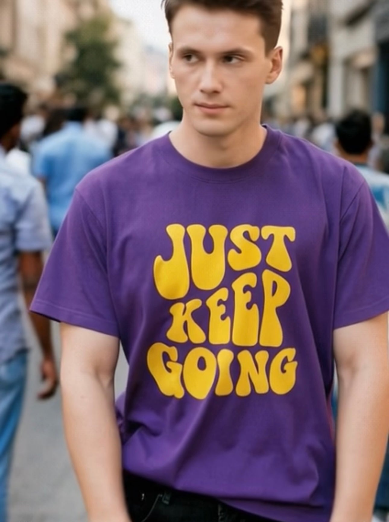 STYLISH JUST KEEP GOING PRINTED TEE FOR BOYS