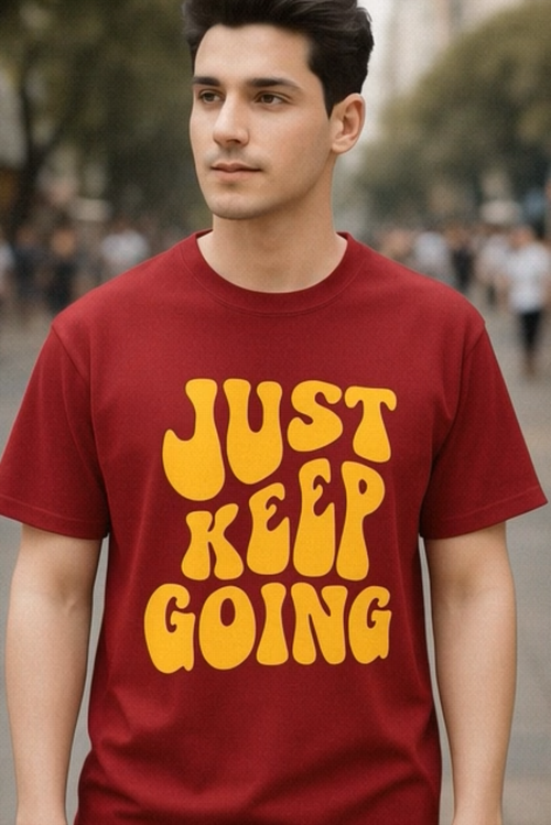 STYLISH JUST KEEP GOING PRINTED TEE FOR BOYS