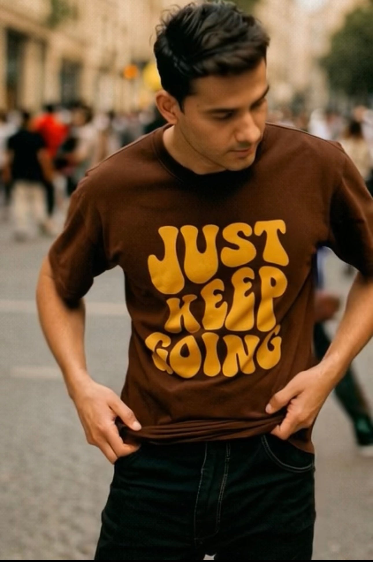 STYLISH JUST KEEP GOING PRINTED TEE FOR BOYS